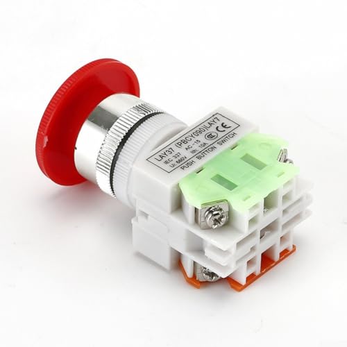 Volakebeing 22 mm roter Pilz-Druckknopfschalter, AC 220 V, 10 A, Stoppstations-Box mit Verriegelungsmechanismus für industrielles elektrisches Bedienfeld (Taster) von Volakebeing