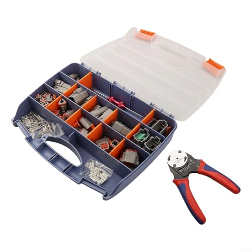 Volakebeing 338-teiliges elektrisches Steckverbinder-Set mit Crimpzange, 2, 3, 4, 6, 8, 12-polig, für Automobil-, Industrieanwendungen, wasserdichtes PA66-Nylon von Volakebeing