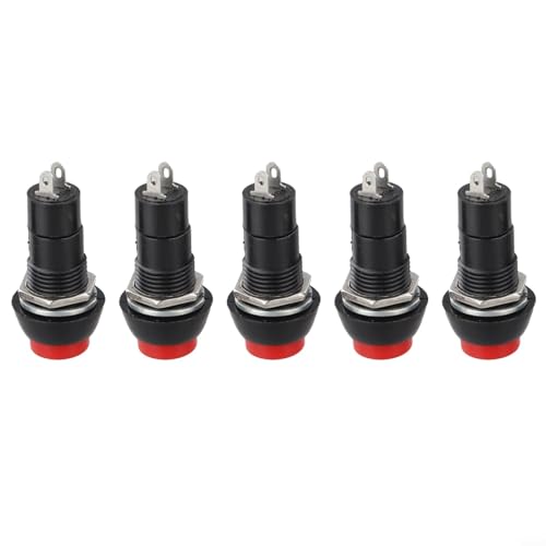 Volakebeing 5er-Pack selbstsichernde Drucktastenschalter mit zufälligen Farben, Multifunktions-Verriegelungsschalter für elektrische Steuerung, 11 A Bewertung (PBS-11B ohne Schloss) von Volakebeing