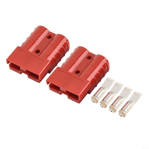 Volakebeing Anschlussstecker, 50 A, 600 V, Batterie-Stromklemmen-Set für Gabelstapler, Elektrokabelverbindung mit Klemmen, Grau, Rot, Blau, Grün, Schwarz (rot) von Volakebeing