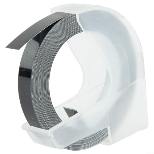 Volakebeing Etikettenmacher-Klebeband, 6 mm x 3 m, Prägemine für Motex 5500A 5500B, manuelles Etikettiergerät, kompatibel mit Dymo-Modellen, Schwarz von Volakebeing