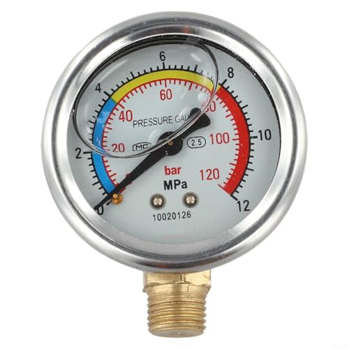 Volakebeing Hochdruckmessgerät für landwirtschaftliche Dreizylinder-Kolbenpumpe, 10 MPa, Metalldruckmesswerkzeug, 47 mm Durchmesser, Silber, 22/26, 30/60 (30/60) von Volakebeing