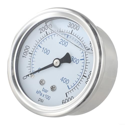 Volakebeing Hochdruckreiniger-Messgerät, M14, Schnellanschluss, Edelstahl, Doppelzifferblatt, 0–6000 PSI, Glycerin-gefüllt, resistent für elektrische Gasreiniger (0–6000 psi) von Volakebeing