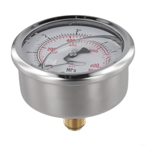Volakebeing Manometer, 0–100 bar, hydraulisches Vakuummessgerät, 60 mm Zifferblatt, mit Glycerin gefüllt, Edelstahl, M14 x 1,5 Anschluss für industrielle Anwendungen (0–60 bar) von Volakebeing