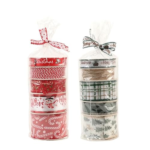 Weihnachtsbaum-Bänder-Set, grünes Stoffgewebe für Urlaubsdekoration, vielseitiges Weihnachtsgeschenk, zum Verpacken und Basteln, Ornament für saisonale Heim- und Gartendekoration (rot) von Volakebeing