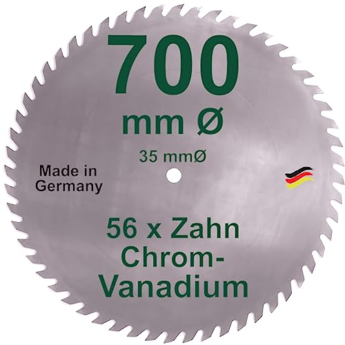 CV-Sägeblatt 700 x 35 mm 56 Zähne Chrom Vanadium Kreissägeblatt KV-A Grobzahnform für Kreissäge Brennholzsäge Brennholz geschränkt und fertig geschärft Stahl CV-Sägeblatt 700 x 35 mm 56 Zähne Chrom Vanadium Kreissägeblatt KV-A Grobzahnform für Kreissäge Brennholzsäge Brennholz geschränkt und fertig geschärft Stahl von Volkswald