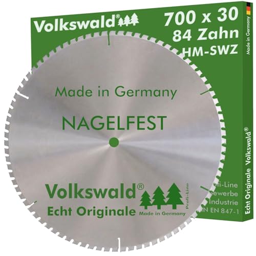 Volkswald ® HM-Sägeblatt SWZ 700 x 30 mm Z= 84 Holzfaserplatten Heraklithplatten Kunststoffe Acrylglas Fassadenprofile Allrounder Schalhölzern Kanthölzern mit Betonbeschlag und Nagelresten von Volkswald