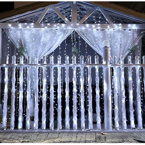 VoltShine Flache Vorhanglichter mit 3AA-Batterie, kaltweiß, Maße: 2 m x 2 m, ideal für Raumgestaltung und Dekoration im Innenbereich. von VoltShine