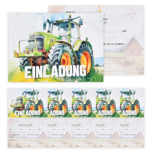 Volumoon 12 Stück Einladungskarten zum Geburtstag, Einladungskarten Traktor, Bunte Geburtstagskarte, Grüne Farm Traktor Cartoon Partyeinladungen für Jungen, Mädchen, Geburtstags Mottoparty Volumoon 12 Stück Einladungskarten zum Geburtstag, Einladungskarten Traktor, Bunte Geburtstagskarte, Grüne Farm Traktor Cartoon Partyeinladungen für Jungen, Mädchen, Geburtstags Mottoparty von Volumoon