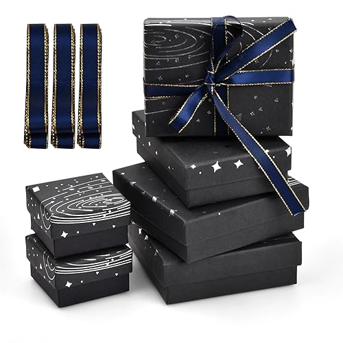 Volumoon 6 Stück Schmuck Boxen Geschenkbox,Schwarz Schmuck Geschenkboxen Karton mit Deckel,Schwarz Schmuck Geschenkboxen,Matt Pappschachteln Schmuckdose,für Ring Halskette Anhänger Armband von Volumoon