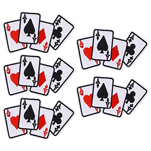 Aufbügeln Patch, Kleidung Zubehör Spielkarte Patch, DIY T-Shirt Stoff Aufkleber 5Pcs Poker Ace Muster für Bettlaken Tischdecke Hut Schuh Schal Tasche Vorhang von Voluxe