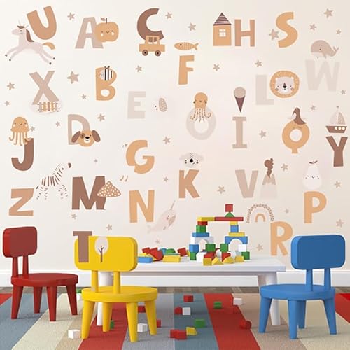 Vomika Tier-Alphabet-Wandaufkleber, 26 Großbuchstaben-Wandaufkleber mit niedlichen Tieren, abziehen und aufkleben, Wandaufkleber für Kinderzimmer, Schlafzimmer, Wohnzimmer Vomika Tier-Alphabet-Wandaufkleber, 26 Großbuchstaben-Wandaufkleber mit niedlichen Tieren, abziehen und aufkleben, Wandaufkleber für Kinderzimmer, Schlafzimmer, Wohnzimmer von Vomika