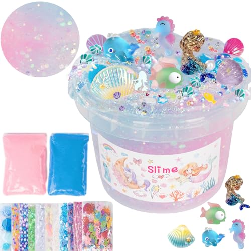 Clear Slime 10.2OZ DIY Schleim Partygeschenke mit 12 Säckchen für Mädchen Jungen und 2 Fluffy Cloud Slime,Slime Wie eine Meerjungfrau,die in einem Meer aus Blau-rosa Schwimmt Clear Slime 10.2OZ DIY Schleim Partygeschenke mit 12 Säckchen für Mädchen Jungen und 2 Fluffy Cloud Slime,Slime Wie eine Meerjungfrau,die in einem Meer aus Blau-rosa Schwimmt von Vomkela