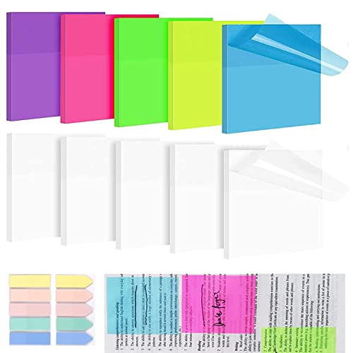 Transparente Haftnotizen 75x75mm 500 Blätter und 200 Blätter Bunt Haftstreifen Post It Transparent Selbstklebende Wasserfest,Sticky Notes für Seitenmarkierung,Für Büros,Haushalte,Studenten von Vomkela