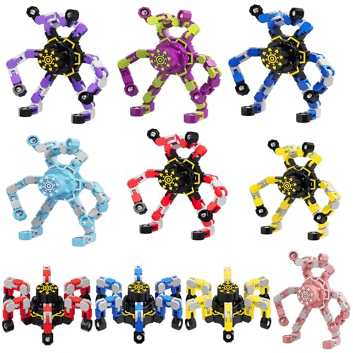 Roboter Fidget Spinner Gastgeschenk Kindergeburtstag,10PCS DIY Verformbare Fingerspitze Gyro Hand Finger Spinning Schreibtisch Spielzeug,Kleine Geschenke für 5-13 Jahre Kinder von Vomkela