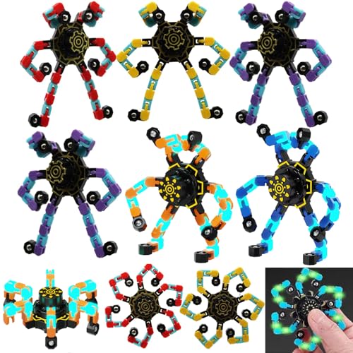 Vomkela LED-Lichtspielzeug Partyartikel, DIY verformbare Fingerspitze Gyro Hand Finger Spinning Schreibtisch Spielzeug, Geburtstag Geschenk Partytüte Kindergeburtstag Dark (Stil 2) von Vomkela