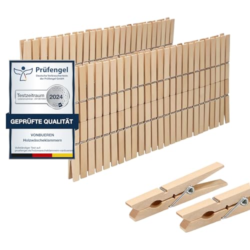 100 x Wäscheklammern Holz groß VonBueren | plastikfrei | Holzklammern aus nachhaltigem unbehandeltem Birkenholz | Holzwäscheklammern auch zum Basteln 100 x Wäscheklammern Holz groß VonBueren | plastikfrei | Holzklammern aus nachhaltigem unbehandeltem Birkenholz | Holzwäscheklammern auch zum Basteln von VonBueren