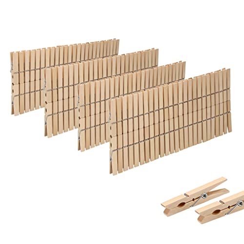 VonBueren 200 x Wäscheklammern Holz groß | Holzklammern aus nachhaltigem unbehandeltem Birkenholz | Holzwäscheklammern auch zum Basteln von VonBueren
