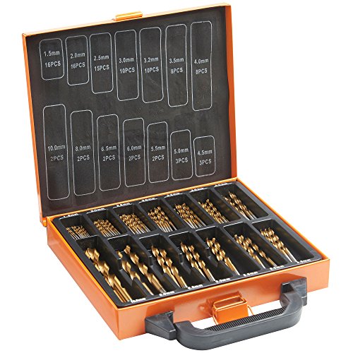 VonHaus HSS Bohrer Set mit Tragekiste – Bit Set mit 99 Teilen – 1,5–10 mm High Speed Stahlbohrer aus Titanbeschichtetem Stahl – Bohrerset für Holz, Mauerwerk und Metall – Bohrmaschinenzubehör VonHaus HSS Bohrer Set mit Tragekiste – Bit Set mit 99 Teilen – 1,5–10 mm High Speed Stahlbohrer aus Titanbeschichtetem Stahl – Bohrerset für Holz, Mauerwerk und Metall – Bohrmaschinenzubehör von VonHaus