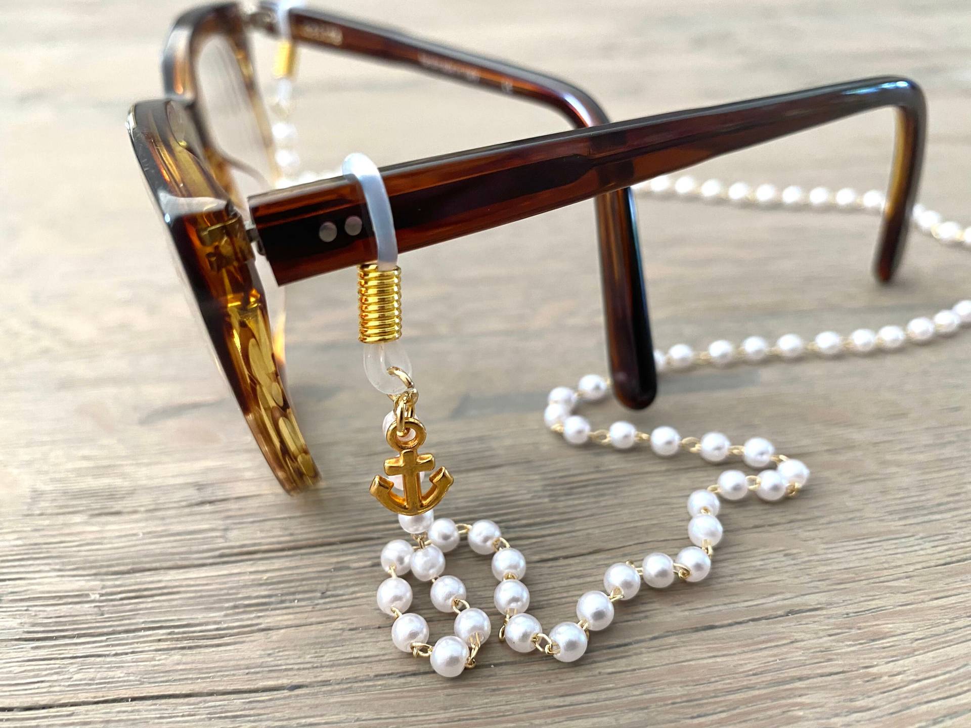 Brillenkette Perlen Gold Anker Brillenkette Perlen Gold Anker von VonNina