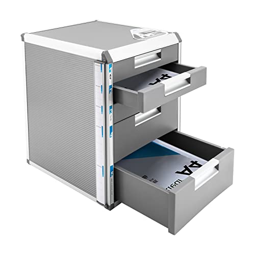 VonVVer Metall Schubladenbox 5 Schubladen - Dokumenten Aufbewahrung Ablagebox Schreibtisch Organizer für Dokumente und Bürobedarf (Grau) von VonVVer