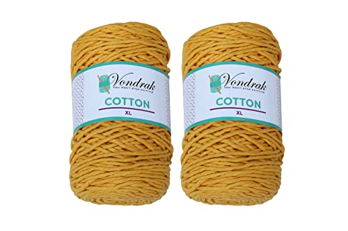 Baumwoll-XL-Garn, 2 Knäuel, weiches und sperriges Garn, Senfgelb Baumwoll-XL-Garn, 2 Knäuel, weiches und sperriges Garn, Senfgelb von Vondrak