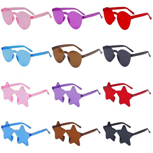 Vookkp 12 Paar Bunte Party Sonnenbrillen, Magische Farben Party Brille, Partybrillen Erwachsene Kinder, Randlose Sonnenbrillen 2-Stile/Stern/Rund, Hippie Brille für Fasching Foto Requisiten Vookkp 12 Paar Bunte Party Sonnenbrillen, Magische Farben Party Brille, Partybrillen Erwachsene Kinder, Randlose Sonnenbrillen 2-Stile/Stern/Rund, Hippie Brille für Fasching Foto Requisiten von Vookkp