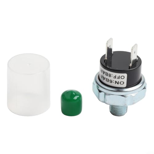 Luftdruckschalter G1/4 G1/8 Gewinde-Kontrollschalter für Luftkompressor Zugsystem 12V 24V DC AC 5-8BAR Auto Shutoff Metall Silber Schwarz (G1/8 6-8BAR) von Vootnifig