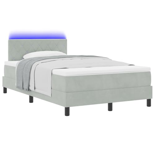 Vopese Boxspringbett mit Taschenfederkernmatratze, Samtstoff, hellgrau, für 2 Personen von Vopese