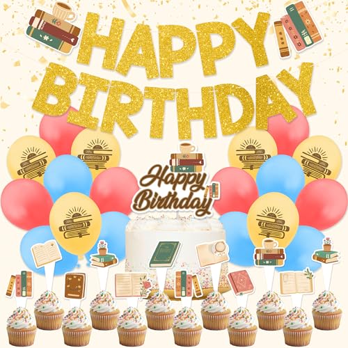 Buch Geburtstag Party Dekorationen - Buch Party Dekor beinhaltet Geburtstagsbanner Kuchen Topper Cupcake Topper Luftballons Buch Geburtstag Party Dekorationen - Buch Party Dekor beinhaltet Geburtstagsbanner Kuchen Topper Cupcake Topper Luftballons von Vorceary