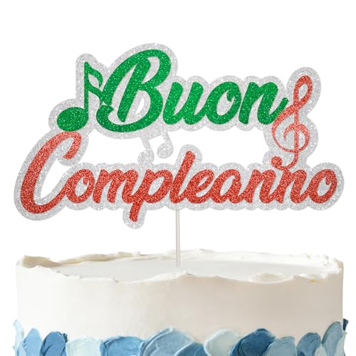 Buon Compleanno Tortenaufsatz – Glitzer, italienische Geburtstagsdekorationen für italienische Geburtstagsparty-Zubehör Buon Compleanno Tortenaufsatz – Glitzer, italienische Geburtstagsdekorationen für italienische Geburtstagsparty-Zubehör von Vorceary