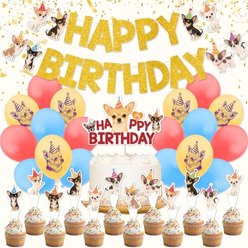 Chihuahua Geburtstag Dekorationen - Chihuahua Hund Geburtstag Party Dekor Enthält Hund Thema Banner Kuchen Topper Cupcake Toppers Luftballons Chihuahua Geburtstag Dekorationen - Chihuahua Hund Geburtstag Party Dekor Enthält Hund Thema Banner Kuchen Topper Cupcake Toppers Luftballons von Vorceary