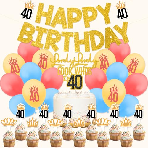 Lordy Lordy Look Who's 40 Geburtstagsparty-Dekorationen – Lordy Lordy Look Who's 40 Dekor inklusive Geburtstagsbanner Tortenaufsatz Cupcake-Topper Luftballons Lordy Lordy Look Who's 40 Geburtstagsparty-Dekorationen – Lordy Lordy Look Who's 40 Dekor inklusive Geburtstagsbanner Tortenaufsatz Cupcake-Topper Luftballons von Vorceary
