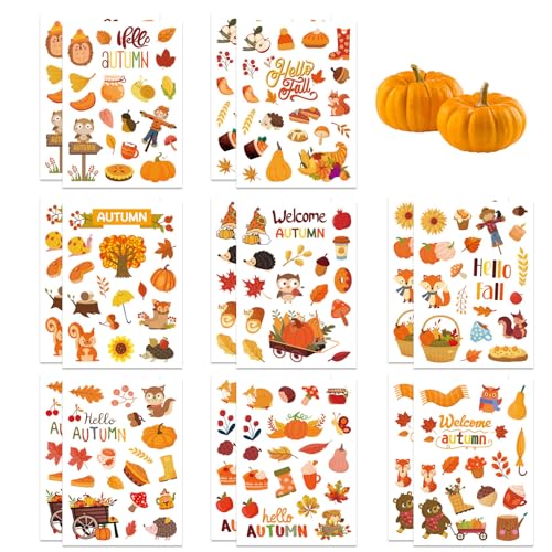 Vordpe 16 Stück Erntedankfest Herbst Sticker, Sticker Herbst Erntedankfest Party Favors Sticker, Herbst Party Deko, für DIY Laptops, Gitarren, Skateboards (Erntedankfest) von Vordpe