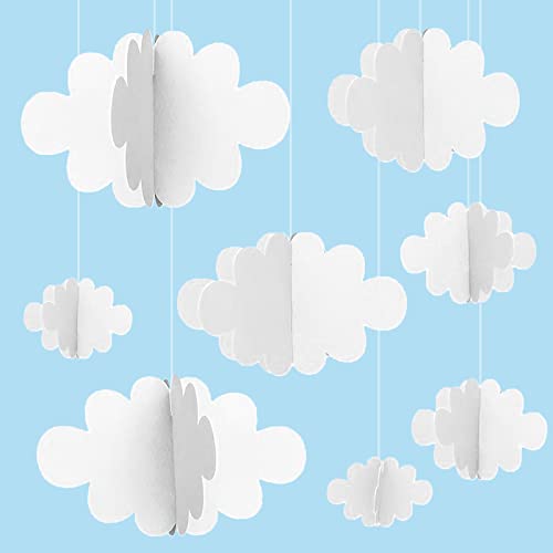 Vordpe 16 Stück Gefälschte Wolken für Decke 3D Wolke Hängende Dekorationen Künstliche Wolken Requisiten Wolken Ornamente für Kinderzimmer Kinderzimmer Baby Taufe Party Hochzeit Bühne Dekor (Weiß) von Vordpe