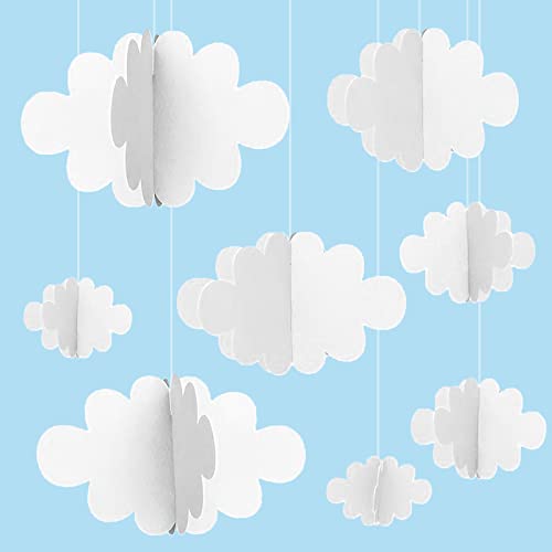 Vordpe 16 Stück 3D Wolken Hängende Dekorationen für Decke, Künstliche Requisiten und Ornamente für Kinderzimmer, Babytaufe, Party, Hochzeit, Bühnendekor von Vordpe