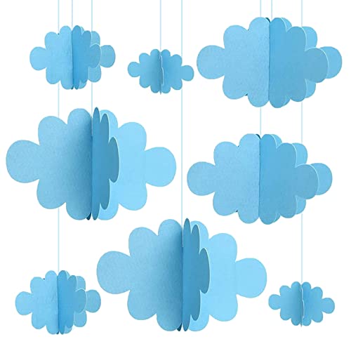 Vordpe 16 Stück Gefälschte Wolken für Decke 3D Wolke Hängende Dekorationen Künstliche Wolken Requisiten Wolken Ornamente für Kinderzimmer Kinderzimmer Baby Taufe Party Hochzeit Bühne Dekor (Blau) von Vordpe