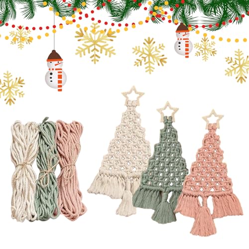 Vordpe 3 Stück Weihnachtsbaum Makramee Kit, Weihnachtsbaum Hängende Ornamente Gewebte Makramee, Makramee Garn Set, Makramee Set Anfänger, Makramee Kinder Vordpe 3 Stück Weihnachtsbaum Makramee Kit, Weihnachtsbaum Hängende Ornamente Gewebte Makramee, Makramee Garn Set, Makramee Set Anfänger, Makramee Kinder von Vordpe