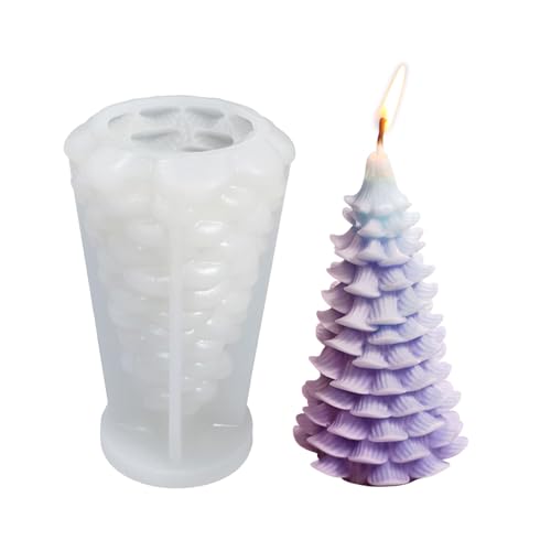 Vordpe Kerzenform Silikon Weihnachtsbaum Kerzenformen zum, Kerze Machen, für Harz Form, Silikonformen Gießformen, Aroma Kerzenform zum DIY, Weihnachten Deko (D) von Vordpe