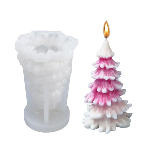Vordpe Kerzenform Silikon Weihnachtsbaum Kerzenformen zum, Kerze Machen, für Harz Form, Silikonformen Gießformen, Aroma Kerzenform zum DIY, Weihnachten Deko (E) von Vordpe