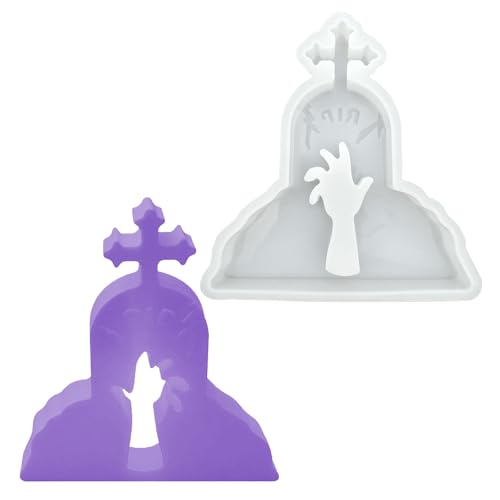 Vordpe Halloween Silikonformen Gießformen, DIY Herbst Deko Silikonform, Epoxidharz Formen, Gipsformen zum Gießen Gießformen, Halloween Formen(Grabkreuz) von Vordpe