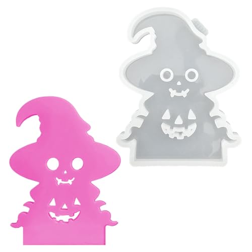 Vordpe Halloween Silikonformen Gießformen, DIY Herbst Deko Silikonform, Epoxidharz Formen, Gipsformen zum Gießen Gießformen, Halloween Formen(Hexen Kürbiskopf) von Vordpe