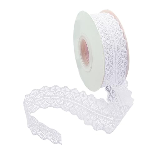 Vordpe Spitzenband, Borten und Bänder zum Nähen, Vintage Spitzenband Breit 3cm, Schleifenband Hochzeit Spitze-Borten für DIY Hochzeit Tischdeko Basteln Geschenkband (45m/Rolle, Weiß) von Vordpe