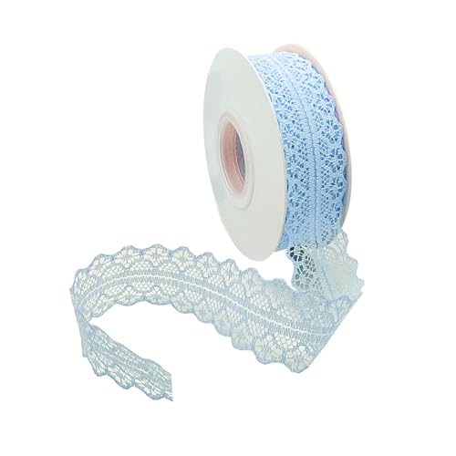 Vordpe Spitzenband, Borten und Bänder zum Nähen, Vintage Spitzenband Breit 3cm, Schleifenband Hochzeit Spitze-Borten für DIY Hochzeit Tischdeko Basteln Geschenkband (23m/Rolle, Blau) von Vordpe