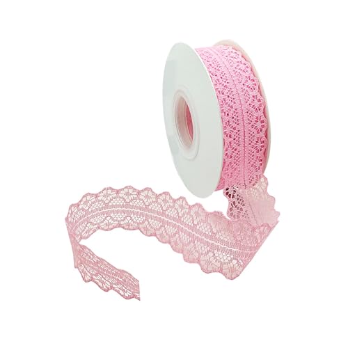 Vordpe Spitzenband, Borten und Bänder zum Nähen, Vintage Spitzenband Breit 3cm, Schleifenband Hochzeit Spitze-Borten für DIY Hochzeit Tischdeko Basteln Geschenkband (23m/Rolle, Dunkelrosa) von Vordpe