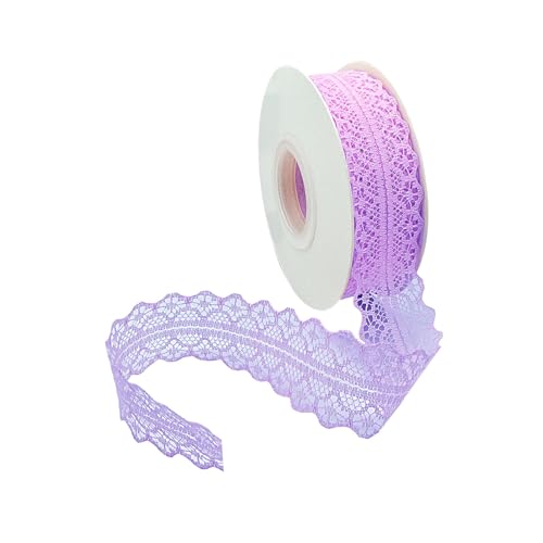 Vordpe Spitzenband, Borten und Bänder zum Nähen, Vintage Spitzenband Breit 3cm，Schleifenband Hochzeit Spitze-Borten für DIY Hochzeit Tischdeko Basteln Geschenkband (23m/Rolle, Lila) von Vordpe