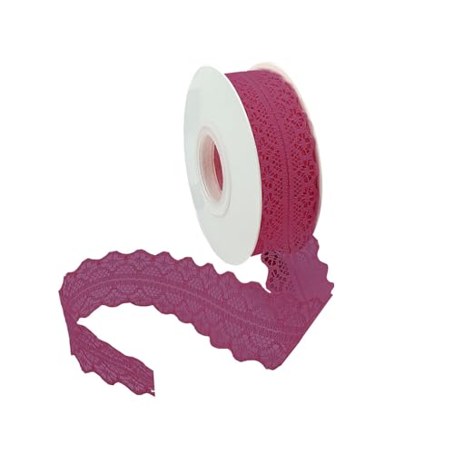 Vordpe Spitzenband, Borten und Bänder zum Nähen, Vintage Spitzenband Breit 3cm, Schleifenband Hochzeit Spitze-Borten für DIY Hochzeit Tischdeko Basteln Geschenkband (23m/Rolle, Rotwein) von Vordpe