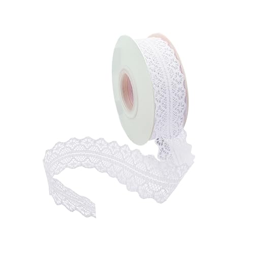 Vordpe Spitzenband, Borten und Bänder zum Nähen, Vintage Spitzenband Breit 3cm, Schleifenband Hochzeit Spitze-Borten für DIY Hochzeit Tischdeko Basteln Geschenkband (23m/Rolle, Weiß) von Vordpe