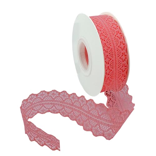 Vordpe Spitzenband, Borten und Bänder zum Nähen, Vintage Spitzenband Breit 3cm, Schleifenband Hochzeit Spitze-Borten für DIY Hochzeit Tischdeko Basteln Geschenkband (45m/Rolle, Rot) von Vordpe