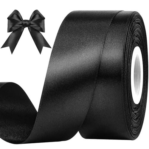 Vortify Satinband 40 mm Breit, 45 m Schwarzes Geschenkband, Schleifenband Deko für Verpackung, Scrapbooking, Einladungsschreiben, Kunsthandwerk von Vortify